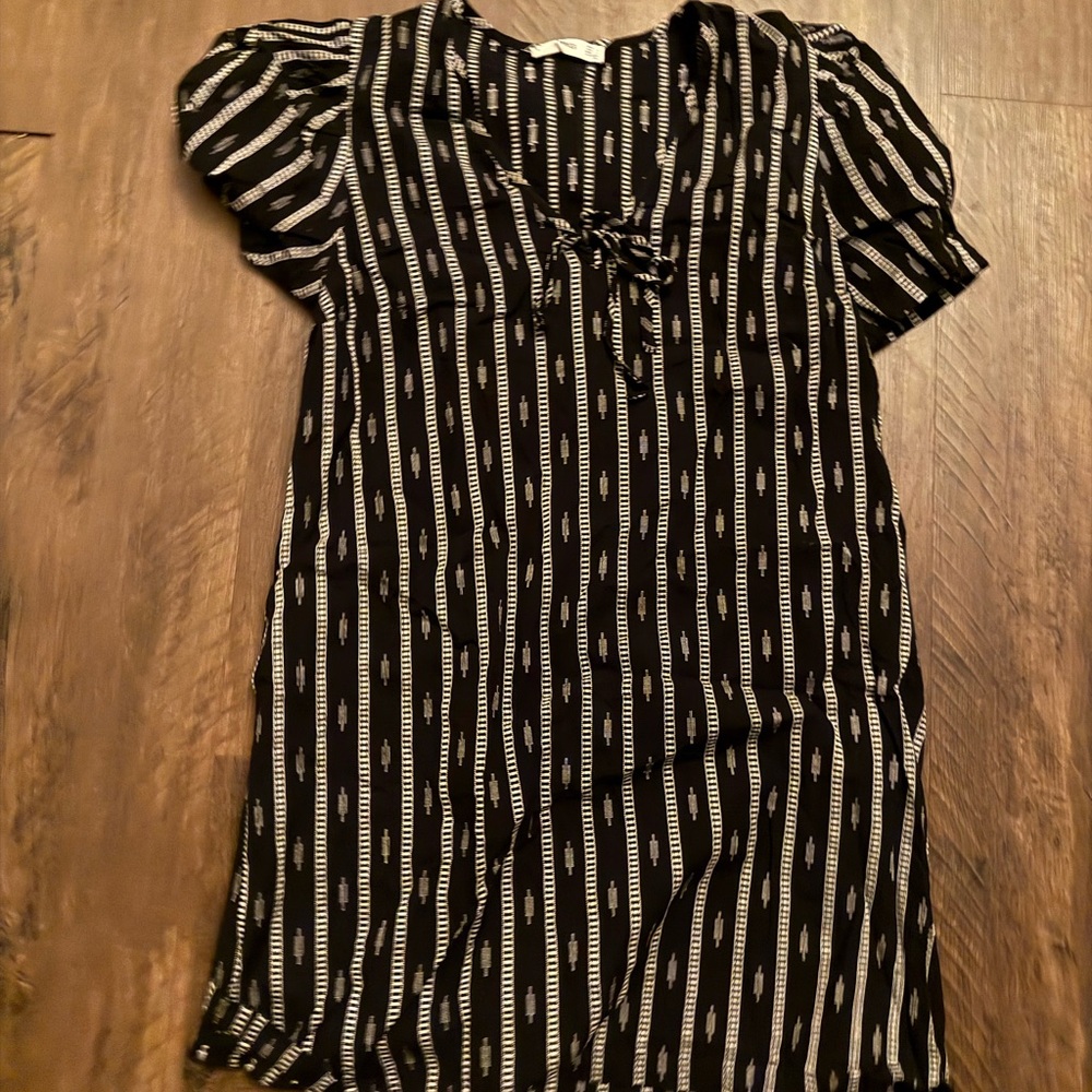 MNG stripped Aztec patten Black and White Striped dress